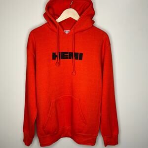 Hemi Hoodie Medium Unisex Orange Black Dodger Fleece Relaxed Cotton Blend Mens